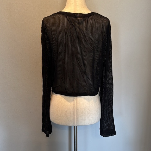 Akalnny Black Sheer Tie-Front Cardigan 2XL NWT - Picture 4 of 10